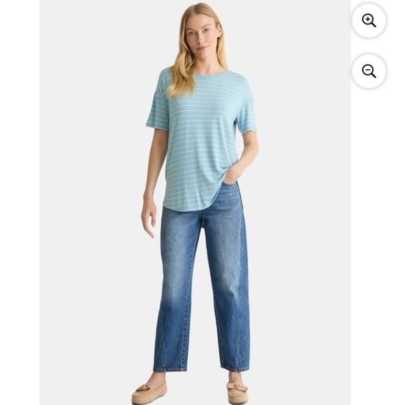 Time and Tru Women’s Crewneck Tunic Tee with Short Sleeves, Sizes XXL Blue NEW - Picture 2 of 5